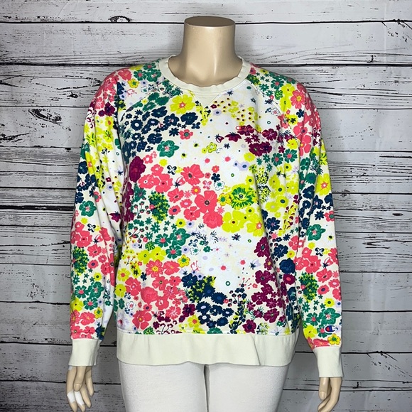 Champion Tops - Champion Sz. 3X Floral Flower Power Crew Neck French Terry Campus Sweatshirt Top